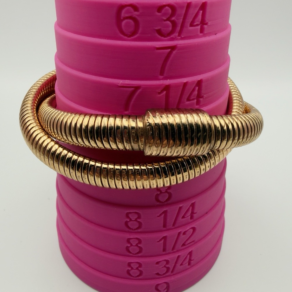 Gold Tone Gaspipe Tubogas Double Wrap Crossover Flexible Bangle Bracelet 7-7.5" - Picture 4 of 8